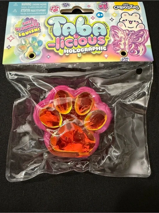 Taba-licious Holographic Paw Squish Toy - Pink with Orange Center