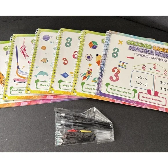 Grooved Writing Practice Handwriting books numbers letter puzzle nature patterns