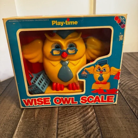 Vintage Enco Play-time Wise Owl Scale Toy ‎ New in Box