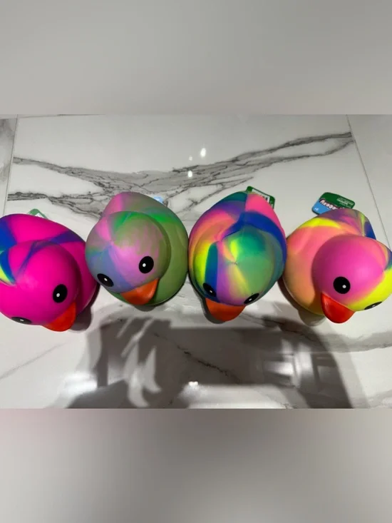 Rainbow Tye dye  squeezey Squishy Duck Toy for Kids - Multicolor
