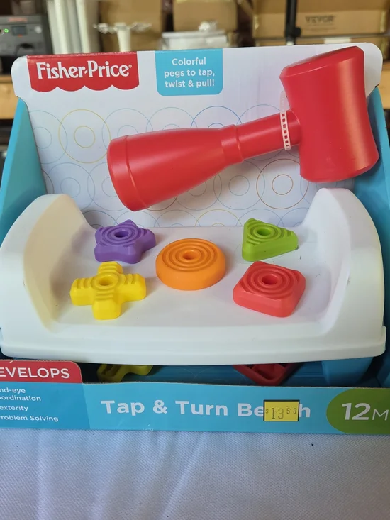 Fisher-Price Red Tap & Turn Bench - Colorful Pegs Toy