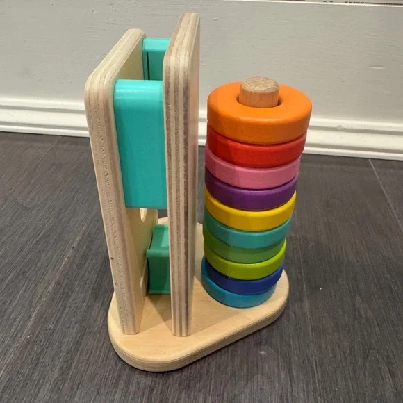 NWT Lovevery Colorful Wooden Stacking Toy with Push and Play Piece