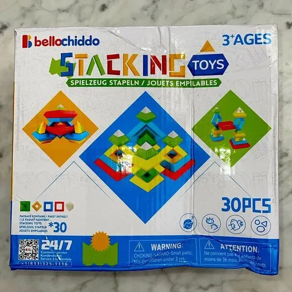 30pcs bellochilddo stacking building blocks education toys for toddler ages 3+