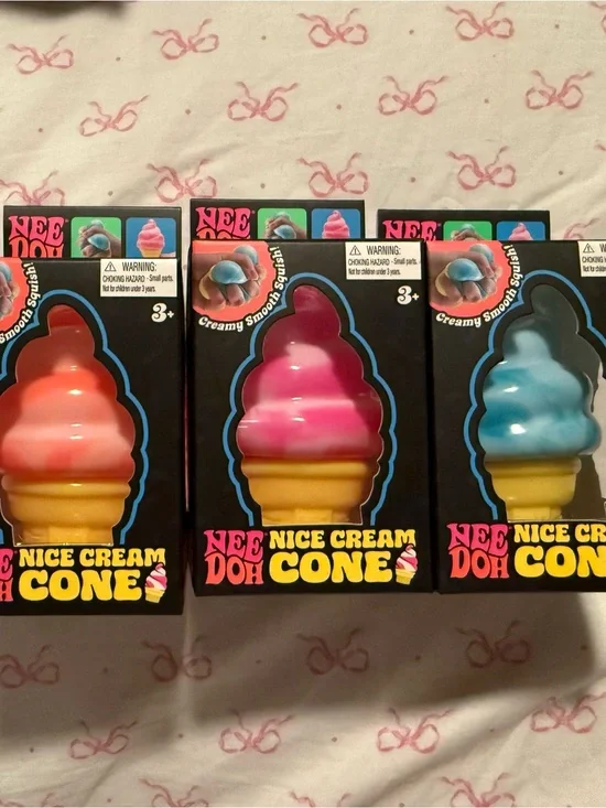 Needoh Nice Cream Cone Squishy Trio - Pink, Blue, Orange