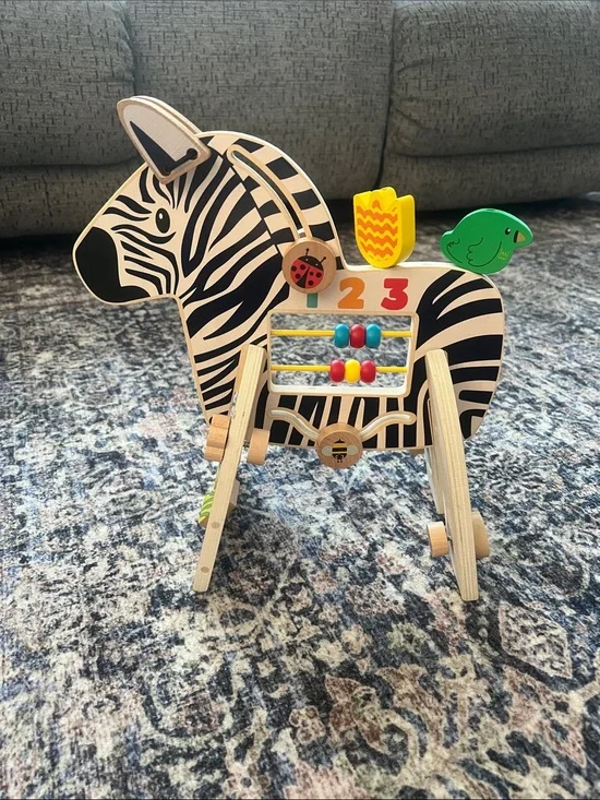 Wooden Zebra Activity Toy - Black & White