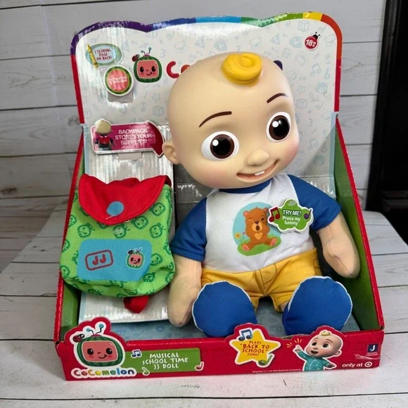 CoComelon JJ Musical Plush Doll Toy w Backpack‎ New