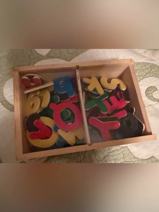 Melissa & Doug Wooden Magnetic Alphabet Letters - Red, Blue, Yellow, Green, Pink