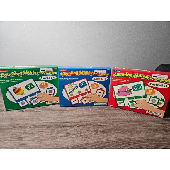 Lakeshore Counting Money Puzzles Levels 1 2 3 Set DD321 DD322 DD323 Educational