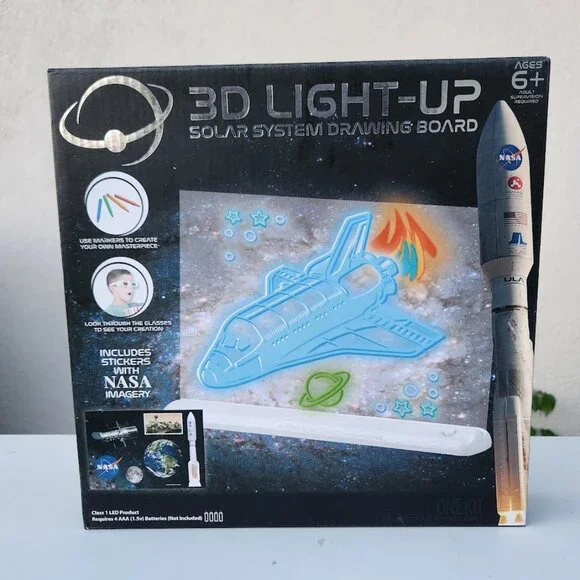 NEW 3D Light Up Solar System Drawing Board with Stickers with NASA Space Imagery