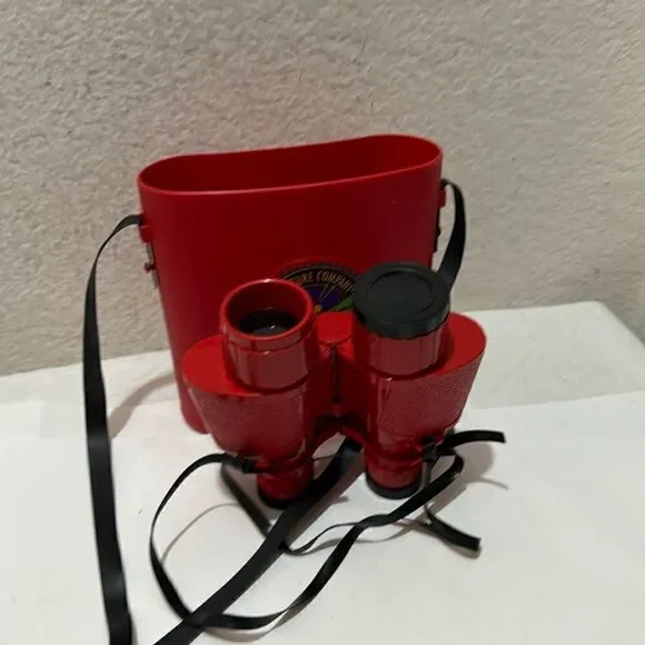 The Nature Company Red Binoculars Kids for Nature Science Birds & Case Italy G5