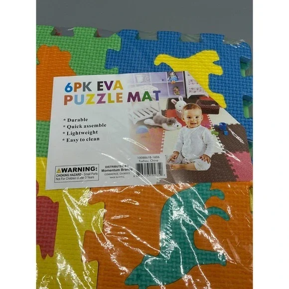 Childrens Kids Puzzle Floor Mat 6PK EVA Animal Learning Tiles By Momentum Brands