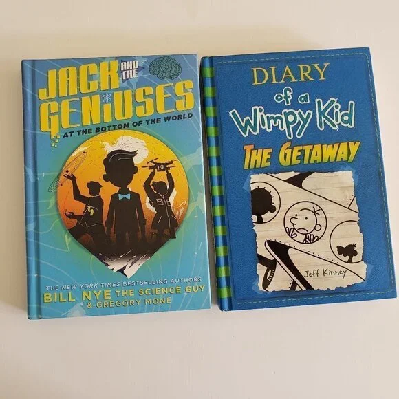 Two Hardbound Kids Books Diary of Wimpy Kid & Jack & the Geniuses