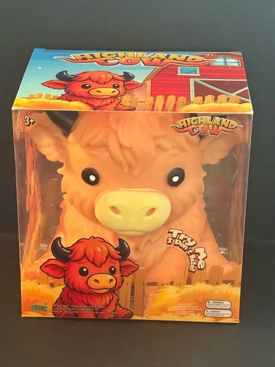 Highland Cow Squeezable Sensory Toy - light brown