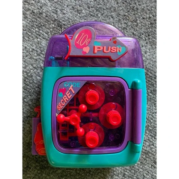 Valentines Vintage GUMBALL MACHINE Bank Combination Safe VTG 1999 Blue Purple