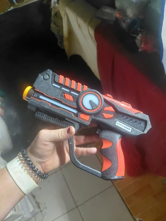 ArmoGear RED Infrared Laser Tag Gun featuring a distinct circular display on the