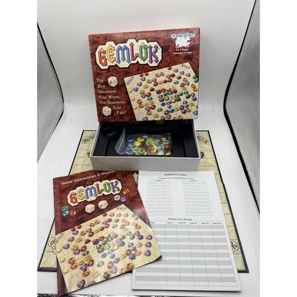 GEMLOK Dice Board Game Collect Gems Fortune 2007 Pywacket Games