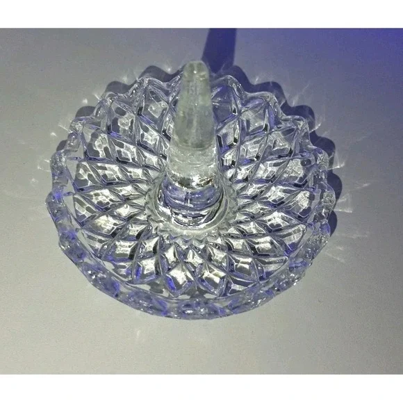 Vintage Cut Glass Ring Holder Stand Jewelry Display Vanity