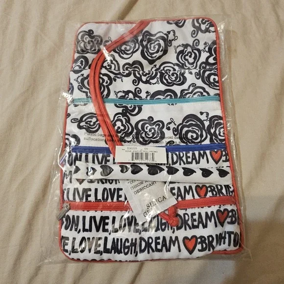 Brighton Fabric Love Dove Jewelry Roll-up Zipper Travel Bag Zippers New