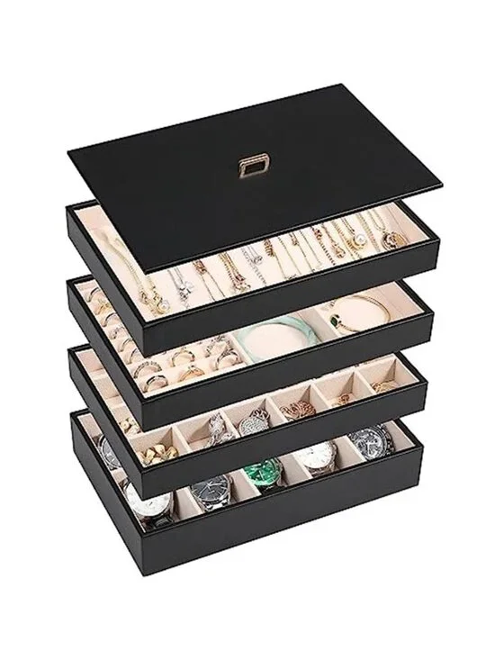 Jewelry Organizer Box Stackable Storage Case Ring Earring Necklace Holder