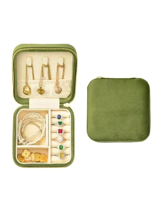 Velvet Travel Jewelry Box Ring Earring Necklace Organizer Storage Case