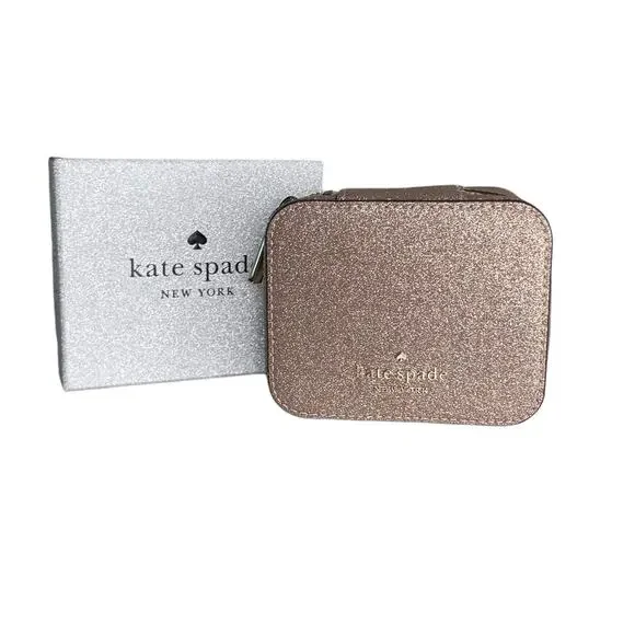 Kate spade Glitter Tinsel Boxed Jewelry Holder Box in Rose Gold