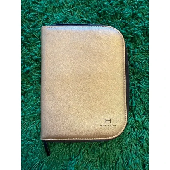 Halston Jewelry Organizer Case Women OS Gold Excellent Metallic Travel Portfolio