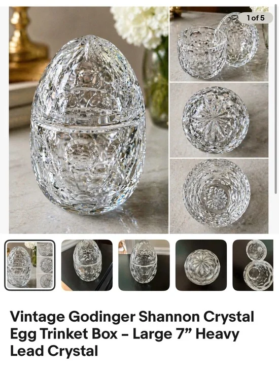 Godinger Clear Crystal Egg Trinket Box