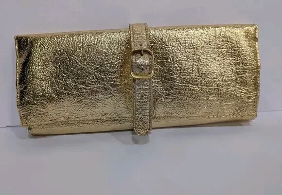 Jewelry Roll Up Vintage Metallic Gold  Travel Case Hollywood Regency Glam