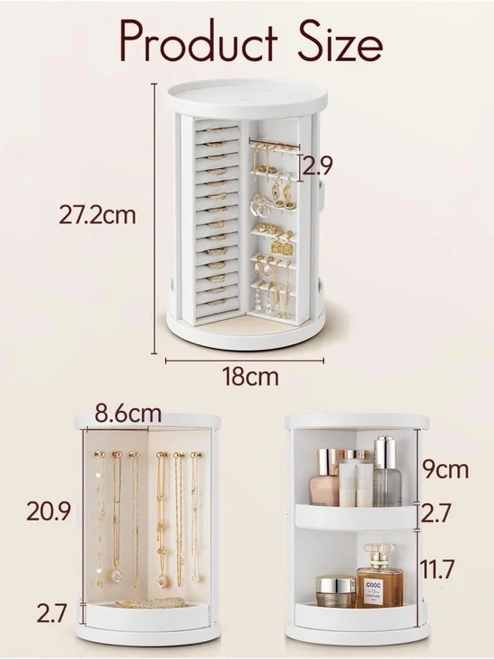 White Rotating Jewelry & Accessory Organizer