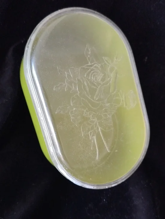 Vintage Green oval container plastic trinket Box