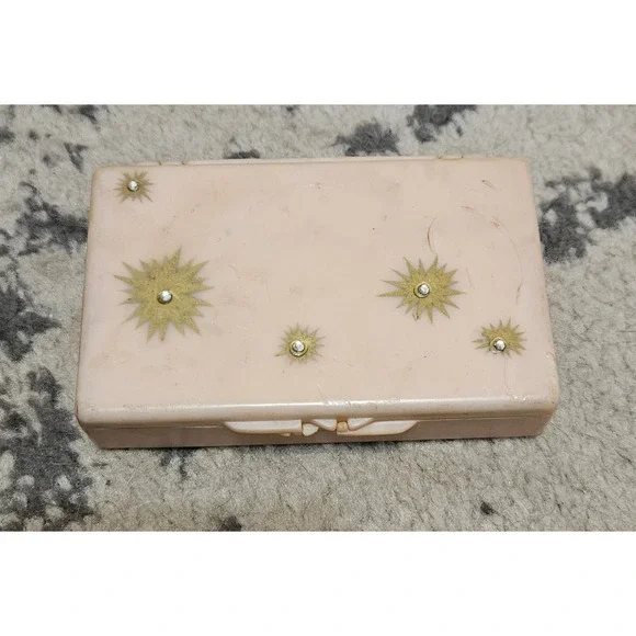 Vintage 1950s Randy Jean Original Tissue Compact Holder Pink  Handpainted Design