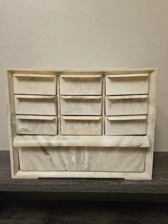 Vintage AKRO-MILS Cabinets Marble-Pattern Desktop Storage Organizer - 10 Drawers