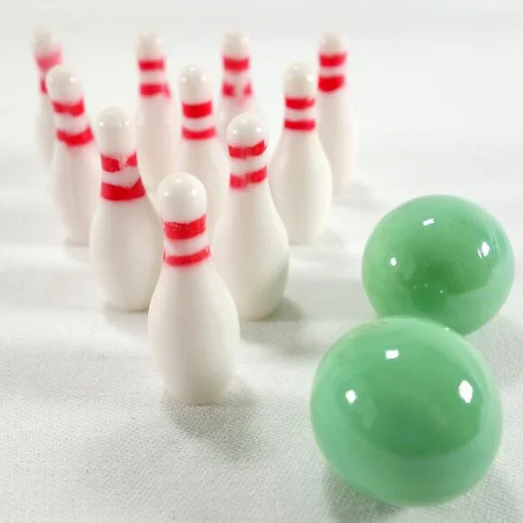 Mini Bowling Set For Desk Or Tabletop Fun Includes 10‎ Pins & 2 Green Balls