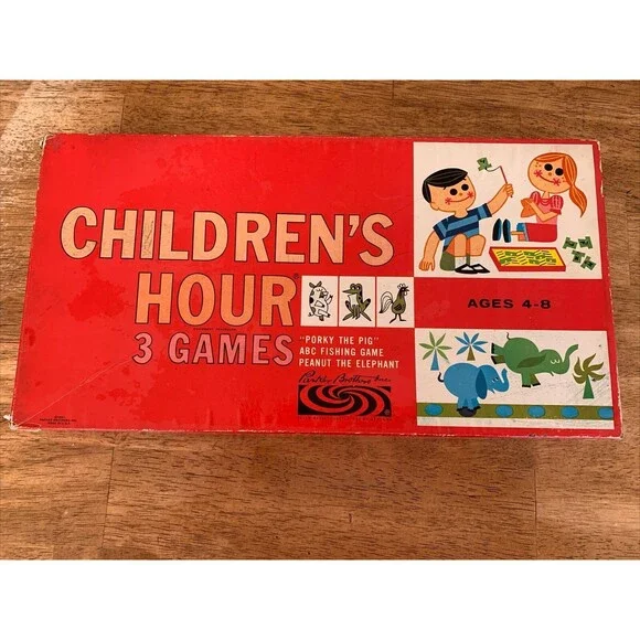 Vintage‎ 1961 Childrens Hour Parkers Brothers Game Ages 4-8 3 Games Included