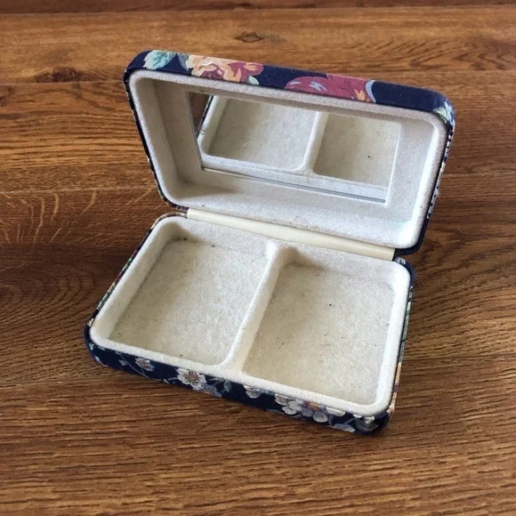 Vintage cloth floral hard case travel jewelry box