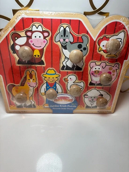Farm Animals Jumbo Knob Puzzle (8pc): Fine Motor Skill Toy for Kids