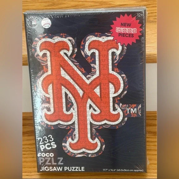 New York Mets Logo Wood Jigsaw Puzzle MLB baseball‎ box 17.7