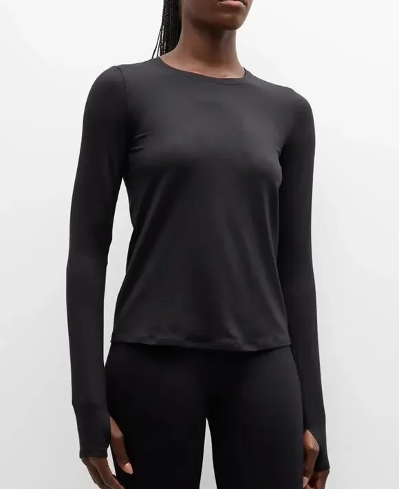 Alo Yoga Finesse Alosoft Long Sleeve Top Large Black Lightweight Yoga Pilates