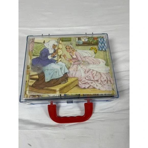 Vintage Eichhorn Germany Wooden Block Picture Puzzle Fairy Tales Carry Case