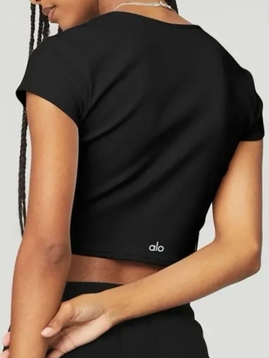 Alo Yoga Cropped Ribbed Tee Size XS