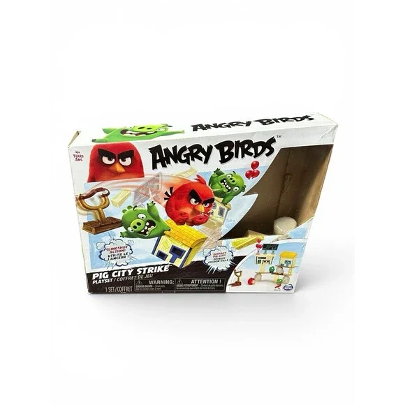 Spin Master Angry Birds Pig City Strike Slingshot Action Game Incomplete