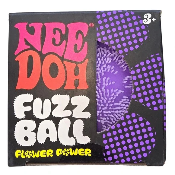 New NeeDoh Fuzz Ball Flower Power Purple Sensory Fidget Stress Ball Toy