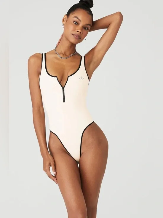 NWT ALO Yoga Supernova Bodysuit - Ivory/Black size Small
