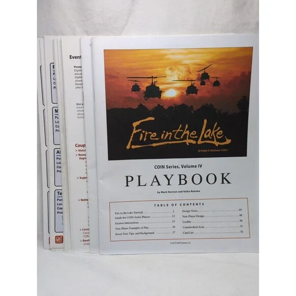 (10) Fire In The Lake GMT Board Game Rules And Charts