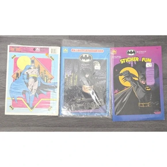 New/Sealed 1989 Batman Puzzle & 1992‎ Batman Returns Sticker/Activity Book