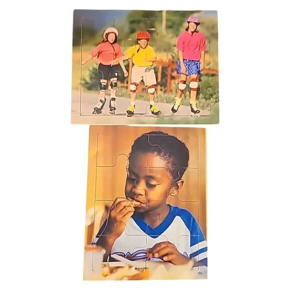 2 Vintage Real Photo‎ Toddler Wooden Board Puzzles