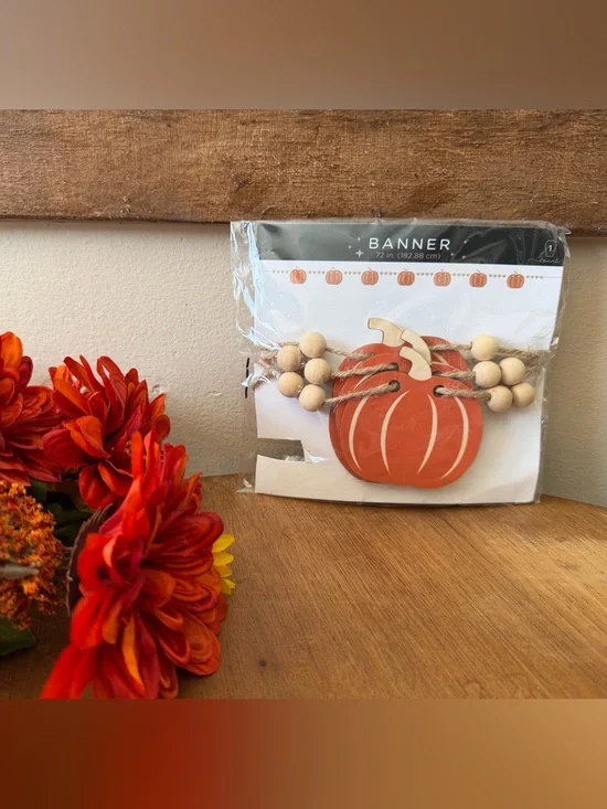 Target Pumpkin Wood Bead Garland - Orange & Natural