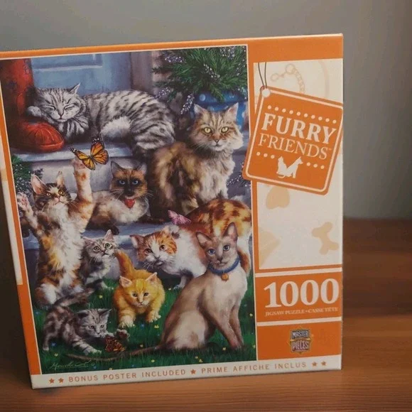 Masterpieces 1000 Pc Jigsaw Puzzle Furry Friends BUTTERFLY CHASERS  # 71909
