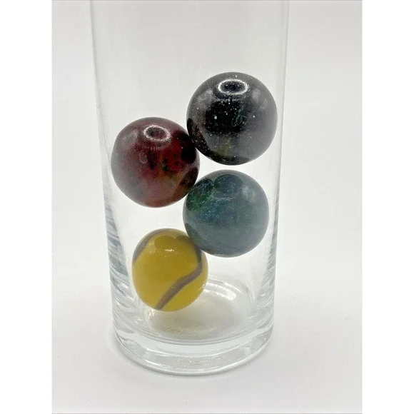 4 Vintage Swirl Shooter‎ Marbles Bumblebee Red Blue 1