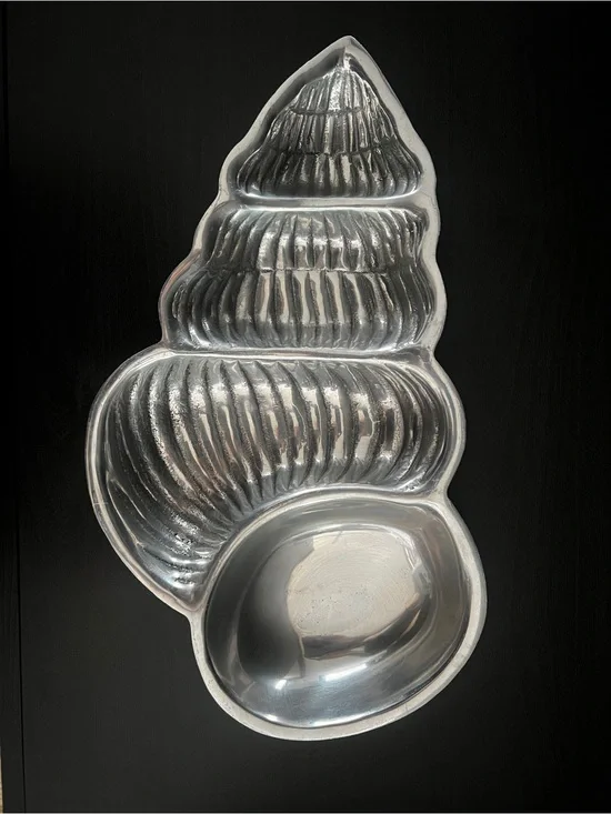 Silver Conch Shell Serving Tray Cast Aluminum Metal by Target